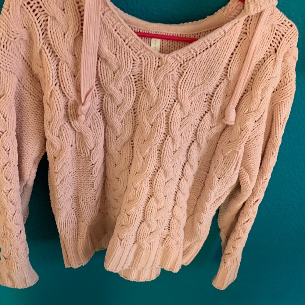 pink sweater with hoodie